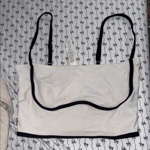 ALO Yoga White Bandeau with Black Trim